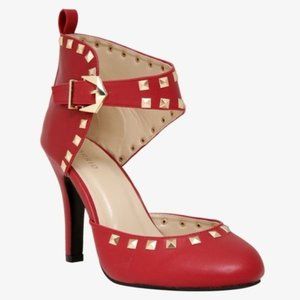 Blood Red Pumps with Gold Pyramid Studs by Torrid